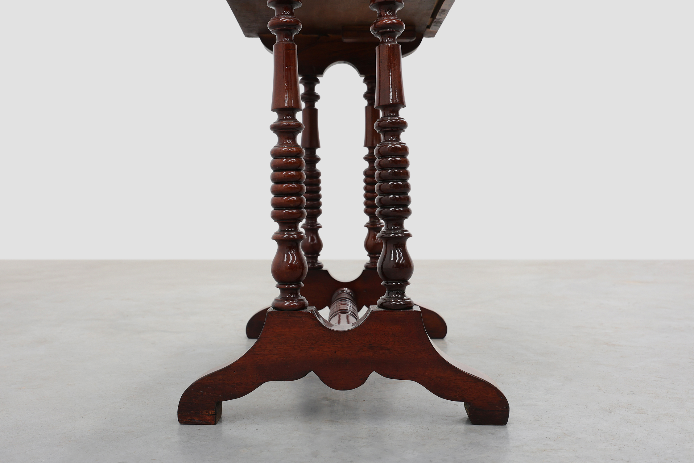 Louis Philippe Side Table with Two Drawers and Turned Twin Legs, France, 1850sthumbnail